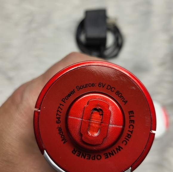 Metrokane Rabbit Rechargeable Wine Bottle Opener, Red & Silver - Picture 5 of 5